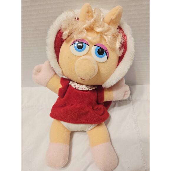 Vtg 1987 Muppet Christmas Baby Miss Piggy Plush Jim Henson Festive Decor Gift - Picture 1 of 5